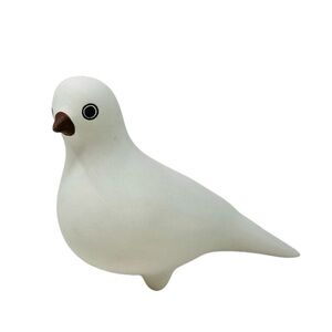 Vintage Mexican Dove Pottery Sculpture White Sand Texture Minimalist Signed